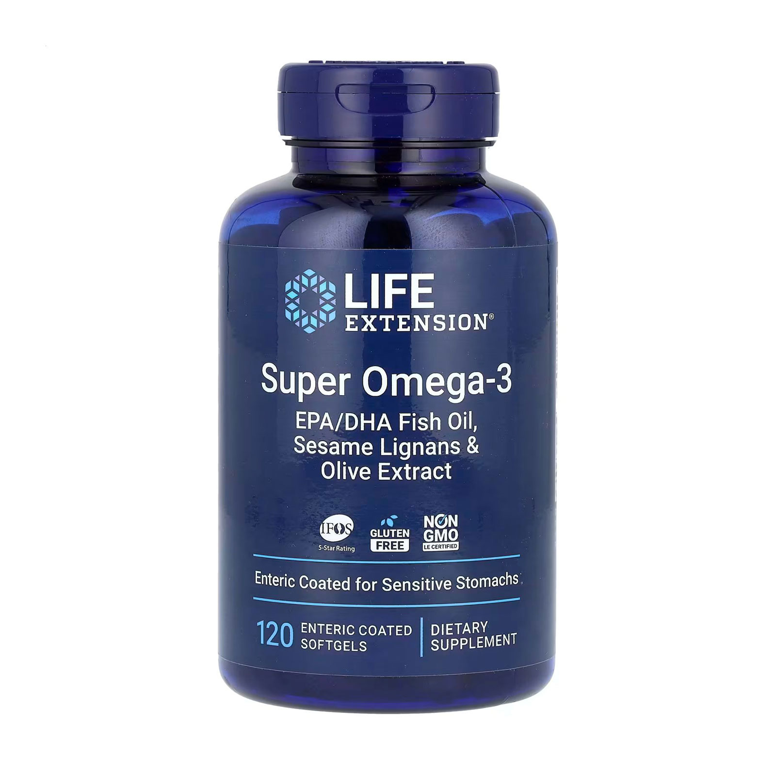 Супер омега-3 Life Extension Super Omega-3 EPA/DHA Fish Oil, Sesame Lignans &amp; Olive Extract, 120 гелевих капсул в оболочці