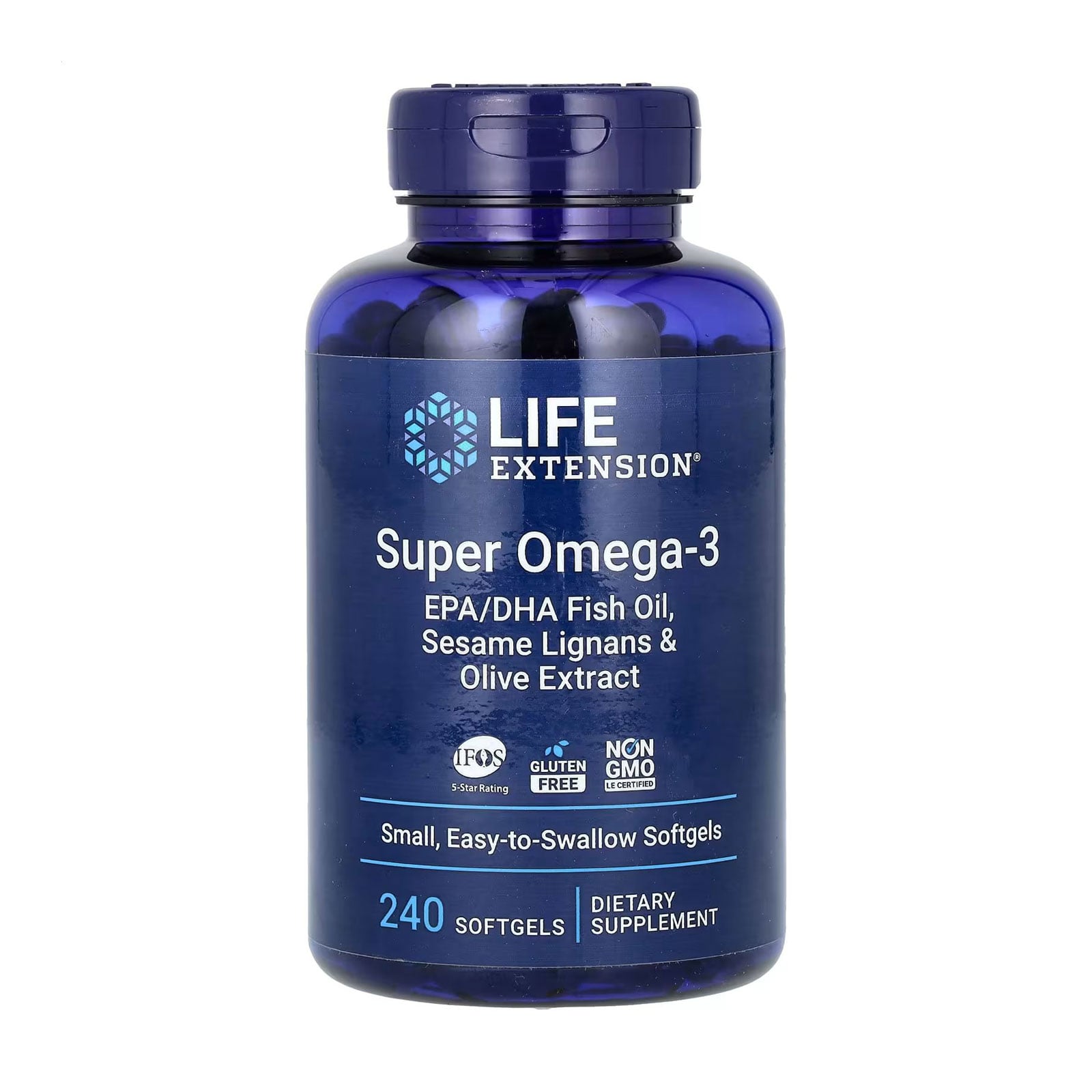 Супер омега-3 Life Extension Super Omega-3 EPA/DHA Fish Oil, Sesame Lignans &amp; Olive Extract, 240 гелевих капсул