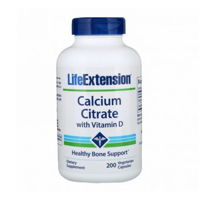Цитрат кальцію та вітамін Д Life Extension Calcium Citrate With Vitamin D, 200 капсул